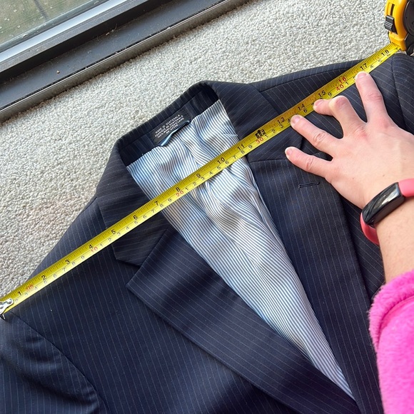 Tommy Hilfiger Navy Striped Suit Jacket Coat - Picture 8 of 11